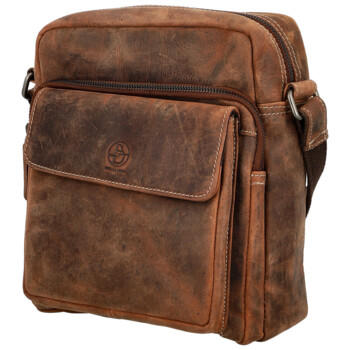 Pánská kožená crossbody taška hnědá - Bellugio Kalei
