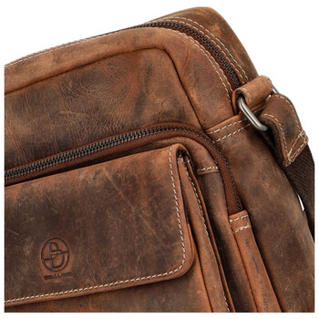 Pánská kožená crossbody taška hnědá - Bellugio Kalei