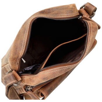 Pánská kožená crossbody taška hnědá - Bellugio Kalei