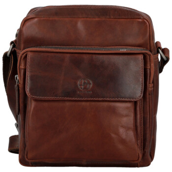 Pánská kožená crossbody taška tmavě hnědá - Bellugio Kalei