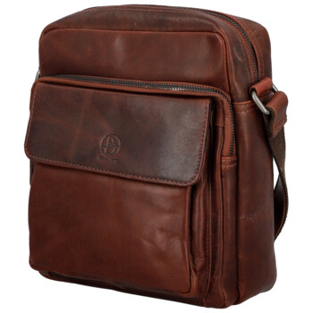 Pánská kožená crossbody taška tmavě hnědá - Bellugio Kalei