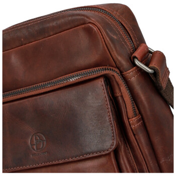 Pánská kožená crossbody taška tmavě hnědá - Bellugio Kalei