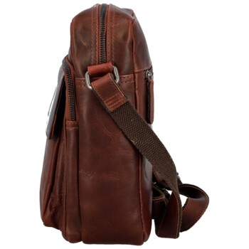 Pánská kožená crossbody taška tmavě hnědá - Bellugio Kalei