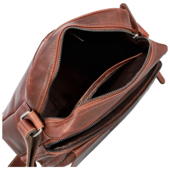 Pánská kožená crossbody taška tmavě hnědá - Bellugio Kalei