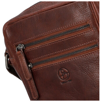 Pánská kožená crossbody taška tmavě hnědá - Bellugio Tiber