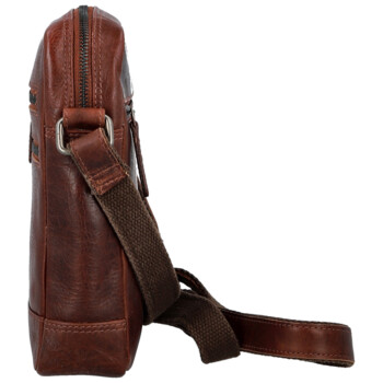 Pánská kožená crossbody taška tmavě hnědá - Bellugio Tiber