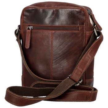 Pánská kožená crossbody taška tmavě hnědá - Bellugio Tiber