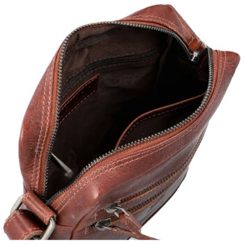 Pánská kožená crossbody taška tmavě hnědá - Bellugio Tiber