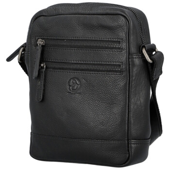 Pánská kožená crossbody taška černá - Bellugio Tiber