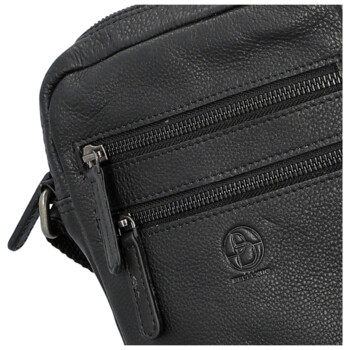 Pánská kožená crossbody taška černá - Bellugio Tiber