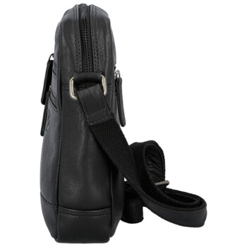 Pánská kožená crossbody taška černá - Bellugio Tiber