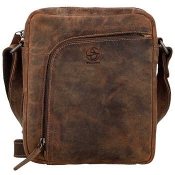 Pánská kožená crossbody taška hnědá - Bellugio Seth