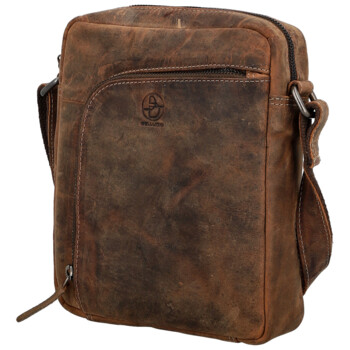 Pánská kožená crossbody taška hnědá - Bellugio Seth