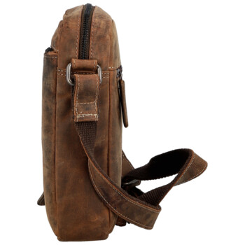 Pánská kožená crossbody taška hnědá - Bellugio Seth