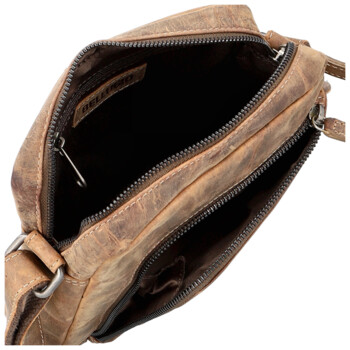 Pánská kožená crossbody taška hnědá - Bellugio Seth