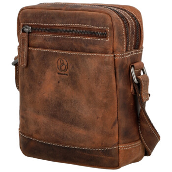 Pánská kožená crossbody taška hnědá - Bellugio Serchio