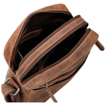 Pánská kožená crossbody taška hnědá - Bellugio Serchio