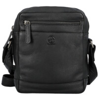 Pánská kožená crossbody taška černá - Bellugio Serchio