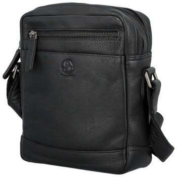 Pánská kožená crossbody taška černá - Bellugio Serchio
