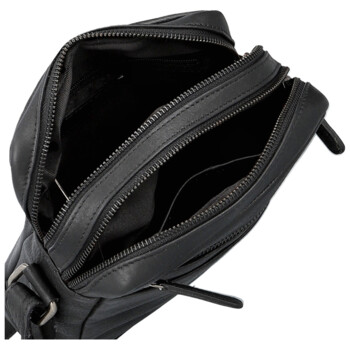 Pánská kožená crossbody taška černá - Bellugio Serchio