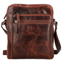 Pánská kožená crossbody taška tmavě hnědá - Bellugio Dalnim