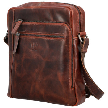Pánská kožená crossbody taška tmavě hnědá - Bellugio Dalnim