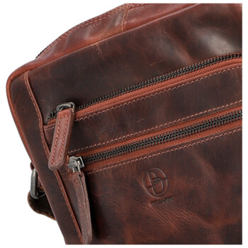 Pánská kožená crossbody taška tmavě hnědá - Bellugio Dalnim