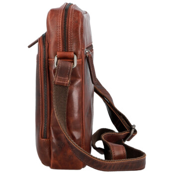Pánská kožená crossbody taška tmavě hnědá - Bellugio Dalnim