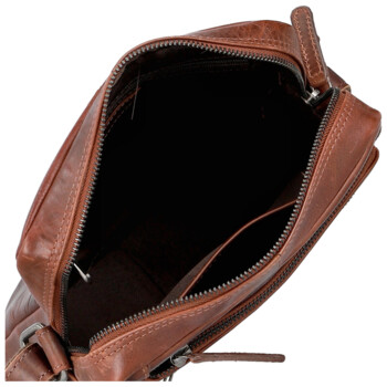 Pánská kožená crossbody taška tmavě hnědá - Bellugio Dalnim