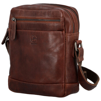 Pánská kožená crossbody taška tmavě hnědá - Bellugio Serchio