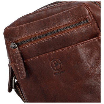 Pánská kožená crossbody taška tmavě hnědá - Bellugio Serchio