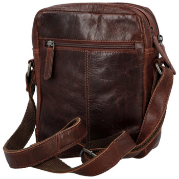Pánská kožená crossbody taška tmavě hnědá - Bellugio Serchio