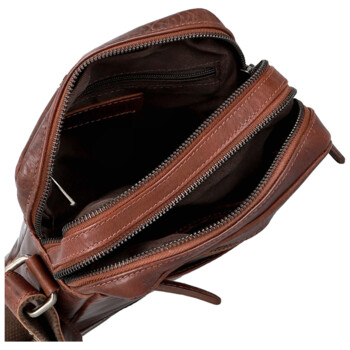 Pánská kožená crossbody taška tmavě hnědá - Bellugio Serchio