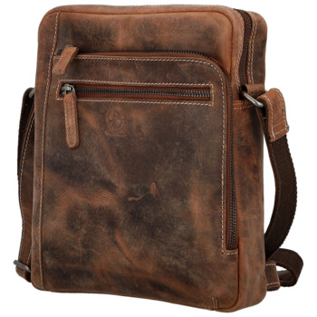 Pánská kožená crossbody taška hnědá - Bellugio Dalnim
