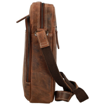 Pánská kožená crossbody taška hnědá - Bellugio Dalnim