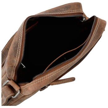 Pánská kožená crossbody taška hnědá - Bellugio Dalnim