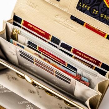 Dámská koženkovo/kožená peněženka béžová - Peterson Aniko