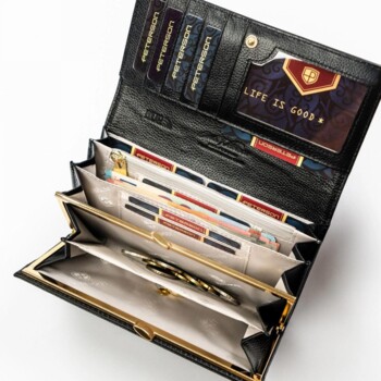 Dámská koženkovo/kožená peněženka černá - Peterson Aniko