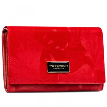 Dámská koženkovo/kožená peněženka červená - Peterson Emina