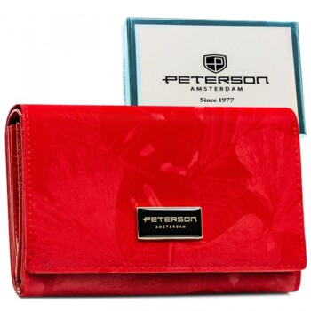 Dámská koženkovo/kožená peněženka červená - Peterson Emina
