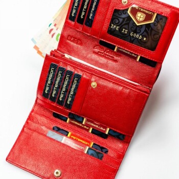 Dámská koženkovo/kožená peněženka červená - Peterson Emina