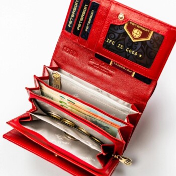 Dámská koženkovo/kožená peněženka červená - Peterson Emina