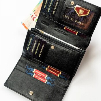 Dámská koženkovo/kožená peněženka černá - Peterson Emina