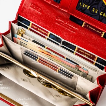 Dámská koženkovo/kožená peněženka červená - Peterson Aniko