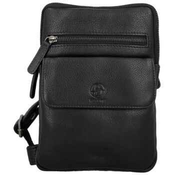 Pánská kožená crossbody taška černá - Bellugio Veren
