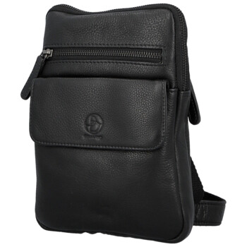 Pánská kožená crossbody taška černá - Bellugio Veren
