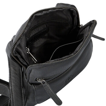 Pánská kožená crossbody taška černá - Bellugio Veren