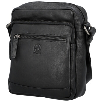 Pánská kožená crossbody taška černá - Bellugio Lewin