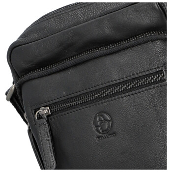 Pánská kožená crossbody taška černá - Bellugio Lewin