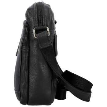 Pánská kožená crossbody taška černá - Bellugio Lewin